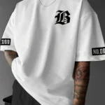 تيشيرت مطبوع من الأمام والخلف مطبوع من الأمام والظهر برقبة قصيرة الأكمام