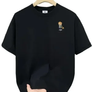 20/1 Penye Compack Gözlüklü Ayı Baskılı Oversize Bisiklet Yaka Erkek T-shirt