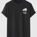 20/1 Penye Compack Palmiye Baskılı Oversize Bisiklet Yaka Kısa Kol T-shirt