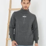 تريكو منسوج مطبوع بياقة نصف دائرية نصف مدببة بأكمام طويلة - مدخن