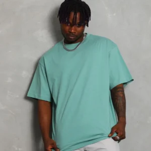 Unisex Oversize Düz Bisiklet Yaka T-Shirt - Mint Yeşili