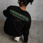 Erkek Oversize Sweatshirt Renk | Ön ve Sırt Baskılı, Üç İplik İçi Pamuklu Kumaş, Rahat Kalıp, Ribanalı Kışlık Sweat | Winagain Polizei Serisi