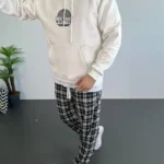 Erkek Oversize Üç İplik Kapüşonlu Sweatshirt Ön Baskılı, Kanguru Cepli, Rahat Kalıp, İçi Pamuklu Model