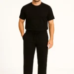 بنطلون رجالي بنسيج مائل دقيق مع جيوب