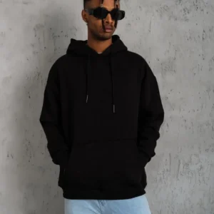 Erkek Düz Kapüşonlu Sweat