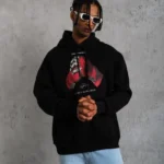 Erkek Eldiven Baskılı Kapüşonlu Sweat