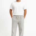 بنطلون رجالي مخملي مضلع بجيوب فضفاض بقصة مريحة