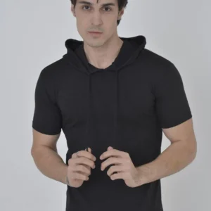 Erkek Kapşonlu Slim Fit T-shirt