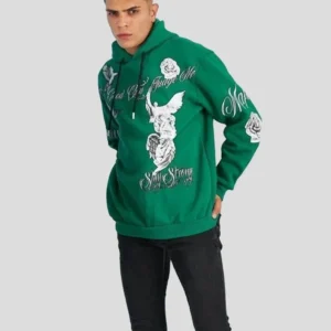 Erkek Kapüşonlu Strong Heykel Baskılı Sweatshirt