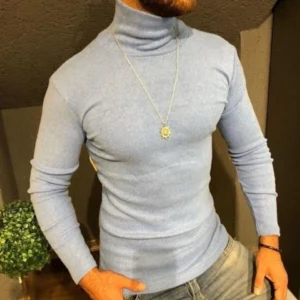 Erkek Kaşkorse Boğazlı Full Likralı Fitilli Body Kazak