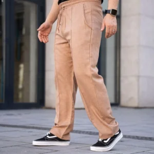 Erkek Keten Cepli Çıma Dikişli jogger Buggy Pantalon Rahat kalıp