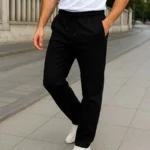 بنطلون كتان رجالي - جيوب وخصر مطاطي وأربطة، تصميم مريح ومريح للتنفس، ملابس كاجوال صيفية وربيعية، موديل أنيق ومريح للساق المبطنة