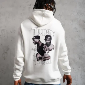 Erkek Oversize Üç İplik Kapüşonlu Sweat – Kol ve Etek Ribana Detaylı, Ön ve Sırt Baskılı, Kanguru Cepli Rahat Kalıp Model