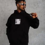 معطف رجالي مطبوع من الأمام والخلف مطبوع بغطاء رأس رجالي