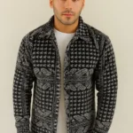 سترة رجالية بسحاب من الصوف - بدون قبعة، بجيوب، نسيج ناعم، مقاس واسع مريح، دافئة لفصل الشتاء