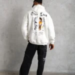 سويت شيرت رجالي واسع بثلاث خيوط مع غطاء رأس "حيوات أخرى" مطبوع من الأمام والخلف، جيب كنغر، مزود بأضلاع، نموذج شتوي مريح.