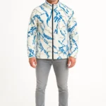 Erkek Tam Fermuarlı Desenli Polar Sweat Lightning Desen Yakalı, Uzun Kollu, Oversize Rahat Kalıp