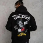 معطف رجالي مطبوع بثلاثة خيوط مطبوع بقلنسوة للرجال