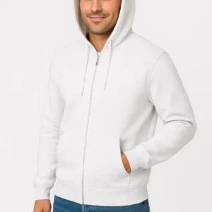 Erkek Üç İplik Kapüşonlu Tam Fermuarlı Kanguru Cepli SweatShirt Hoodie