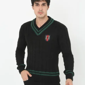 كنزة صوفية محبوكة برقبة على شكل V للرجال