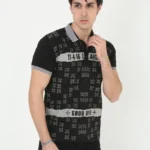 Erkek Yakalı Slim Fit Baskılı T-Shirt