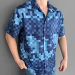 قميص مطبوع بخيطين من قماش مطبوع