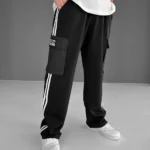 İki İplik Kumaş Kargo Cepli Şeritli Alt Esofman