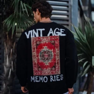 Oversize Bisiklet Yaka Üç İplik Baskılı SweatShirt