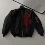 Erkek Unisex Bomber Mont Ejderha Desenli, Fermuarlı Cepli, Kapitone Astarlı Günlük ve Sokak Modası Ceket