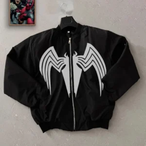 Venom Örümcek Desenli Erkek Mont Bomber Ceket, Fermuarlı, Kol Fermuarlı Cep Detaylı, Günlük ve Sokak Modası İçin Uygun
