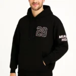 سويت شيرت بقلنسوة للرجال - قماش بقلنسوة من ثلاثة خيوط، مقاس كبير، مطبوع من الأمام والخلف، جيوب كانجارو، هودي شتوي مريح