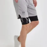 شورت رياضي للجنسين مطبوع للجنسين من أسفل بنطلون رياضي بجيب داخلي