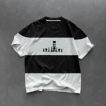 Unisex Bisiklet Yaka Baskılı Parçalı Oversize T-Shirt