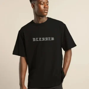 Unisex Bisiklet Yaka Oversize Baskılı T-Shirt