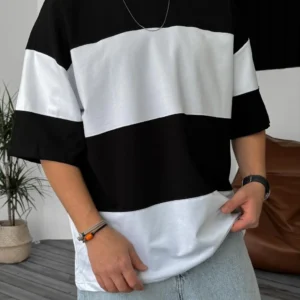 Unisex Bisiklet Yaka Parçalı T-Shirt