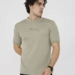 Unisex Bisiklet Yaka Slim fit T-Shirt- Açık