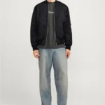 جاكيت بومبر للرجال - جاكيت كاجوال مريح بسحّاب وجيوب وبطانة مبطنة مناسبة لفصلي الربيع والشتاء