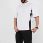 تيشيرت كبير الحجم للجنسين بخطوط جانبية