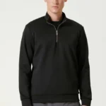 Unisex Uzun Kol Yarım Farmuarlı Yakalı Basic SweatShirt