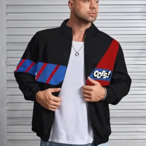 Unisex Uzun Koll Fermuarlı Baskılı Rüzgarlik