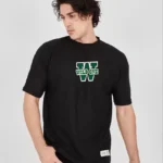 Unisex Waffle Kumaş Çift Katlamalı Kol Baskılı T-Shirt