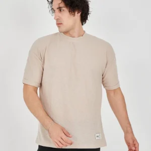 Unisex Waffle Kumaş Rahat Kol T-Shirt