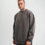 Uzun Kol Bisiklet Yaka Basic SweatShirt - Füme