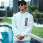 Uzun Kol Bisiklet Yaka Ön ve Arka Baskılı SweatShirt