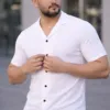 Erkek Waffle Kumaş Açık Yakalı Düğmeli Regular Fit Gömlek 2’li Set Siyah-beyaz Erkek Waffle Kumaş Açık Yakalı Düğmeli Regular Fit Gömlek 2’li Set Siyah-beyaz