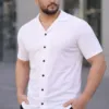 Erkek Waffle Kumaş Açık Yakalı Düğmeli Regular Fit Gömlek 2’li Set Siyah-beyaz Erkek Waffle Kumaş Açık Yakalı Düğmeli Regular Fit Gömlek 2’li Set Siyah-beyaz