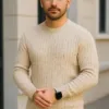 Erkek Fitilli Triko Kazak 2’li Set Bej Beyaz Kalın Dokuma Pamuklu Regular Fit Bisiklet Erkek Fitilli Triko Kazak 2’li Set Bej Beyaz Kalın Dokuma Pamuklu Regular Fit Bisiklet