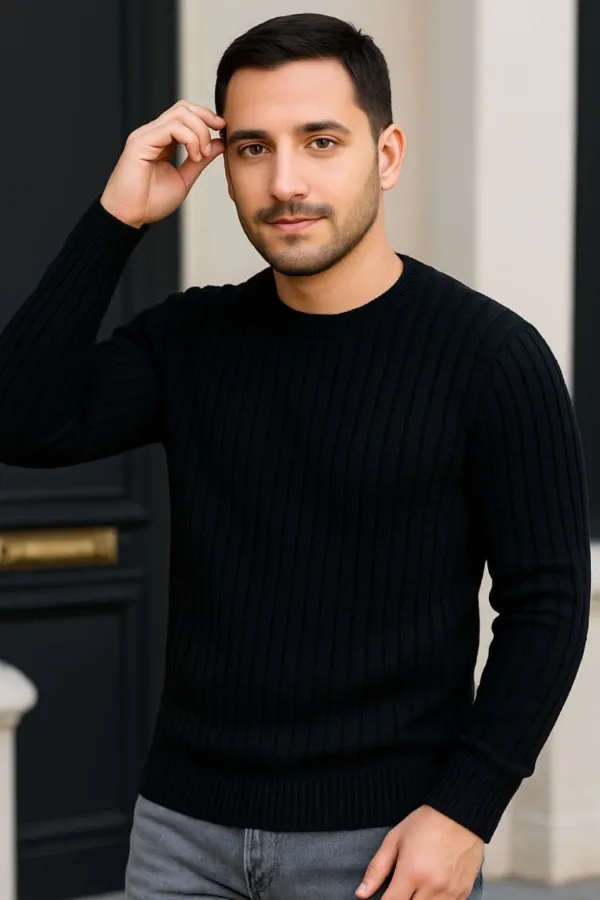 Erkek Fitilli Triko Kazak 2’li Set Bej Beyaz Kalın Dokuma Pamuklu Regular Fit Bisiklet Erkek Fitilli Triko Kazak 2’li Set Bej Beyaz Kalın Dokuma Pamuklu Regular Fit Bisiklet