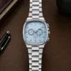 Erkek Gümüş Renk Metal Kordon Analog Kol Saati Çok Fonksiyonlu Beyaz Kadran - Gümüş