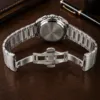 Erkek Gümüş Renk Metal Kordon Analog Kol Saati Siyah Kadran Takvim Göstergeli - Gümüş